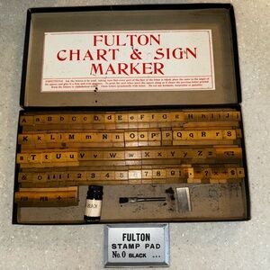 Vtg Fulton Sign And Price Markers With Accessories (Complete Set) Early 1900s